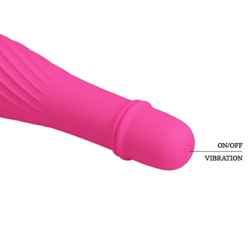 Классический мини вибратор с ребристой поверхностью Solomon розовый