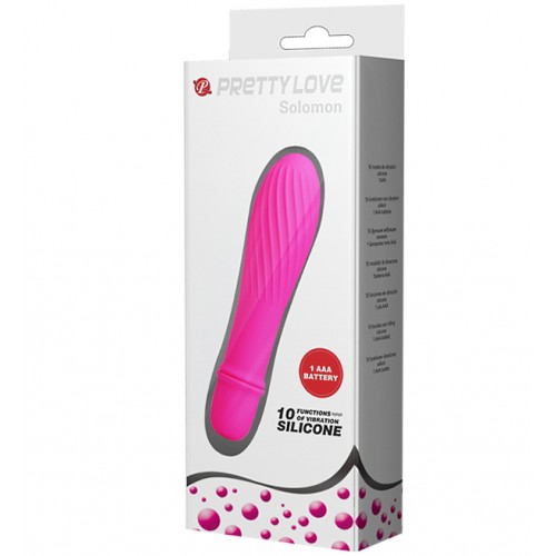 Классический мини вибратор с ребристой поверхностью Solomon розовый