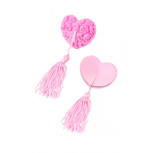 Пэстис Erolanta Lingerie Collection в форме сердец с розами и кисточками розовые