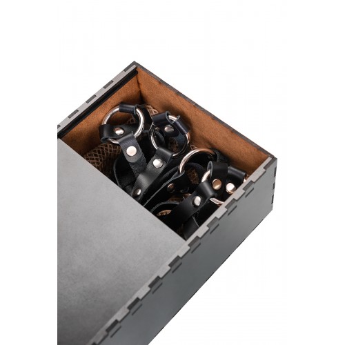 Портупея с кольцами Pecado BDSM, натуральная кожа, черная