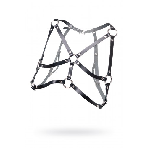 Портупея с кольцами Pecado BDSM, натуральная кожа, черная