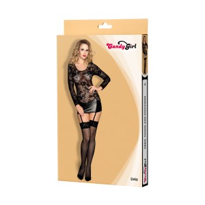 Платье с пажами, стринги и чулки Candy Girl Livia черные, XL (иной угол)