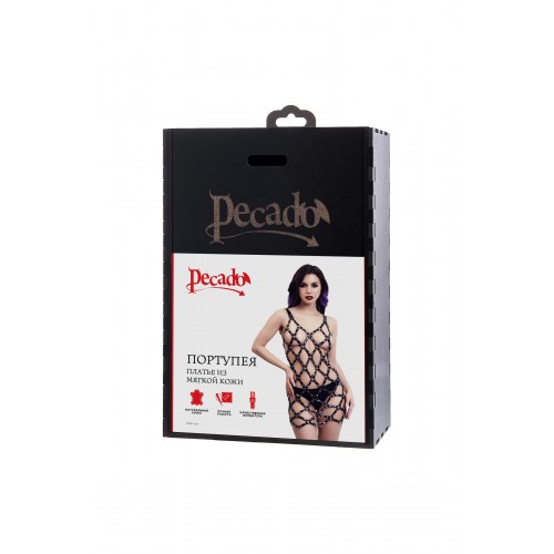 Портупея-платье Pecado BDSM, из мягкой кожи, натуральная кожа, черный