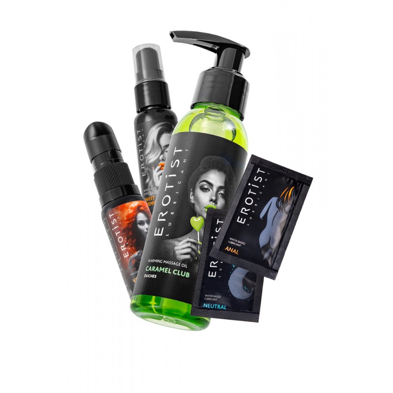 Набор Erotist NEW 2025 (гель с эффектом вибрации + разогревающее масло + съедобный гель + саше)