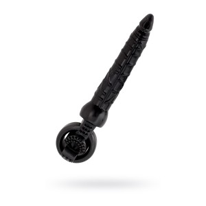 Насадка на пенис Black & Red by TOYFA с вибрацией, силикон, чёрный, 24 см (иной угол)