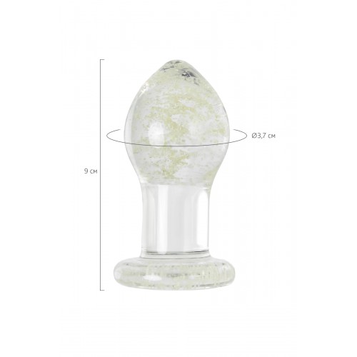 Анальная втулка Sexus Glass светящаяся в темноте, стекло, прозрачная, 9 см