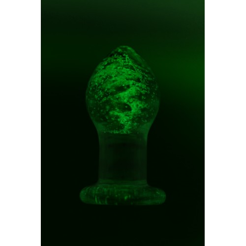 Анальная втулка Sexus Glass светящаяся в темноте, стекло, прозрачная, 9 см