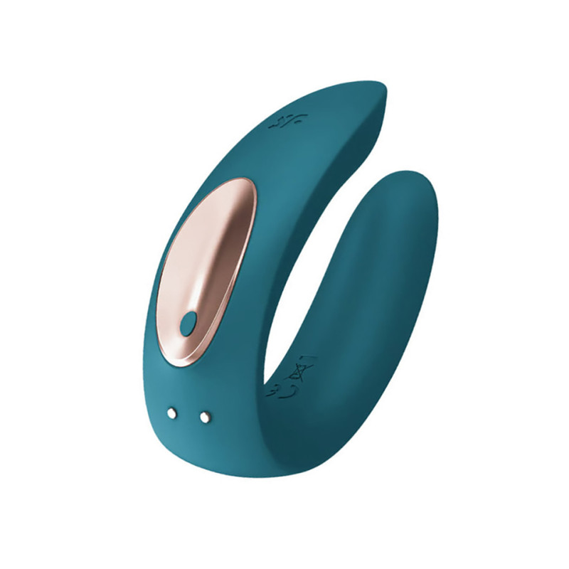Многофункциональный стимулятор для пар Satisfyer Double Plus, силикон, зелёный, 18 см.
