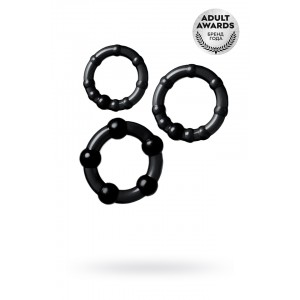 Набор колец TOYFA A-toys, TPE, Черные, Ø 3,5/3/2 см