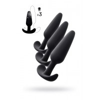 Набор анальных втулок TOYFA POPO Pleasure Eridani, силикон, черный, 3 шт.