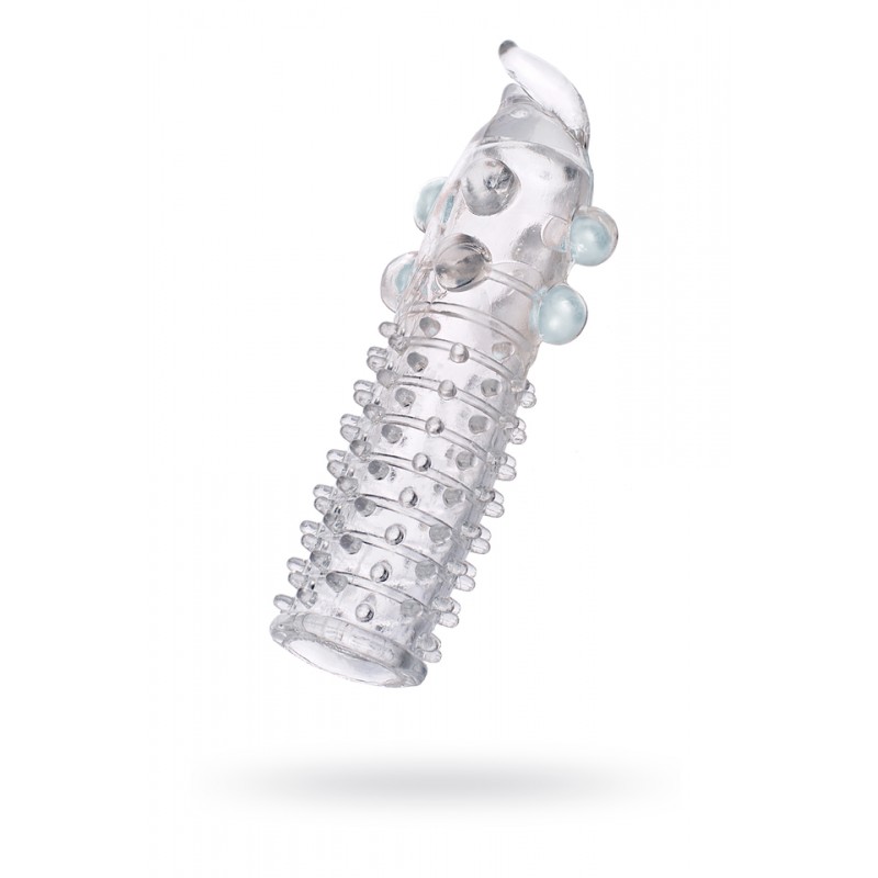 Насадка с шариками TOYFA, TPE, прозрачный, 13 см