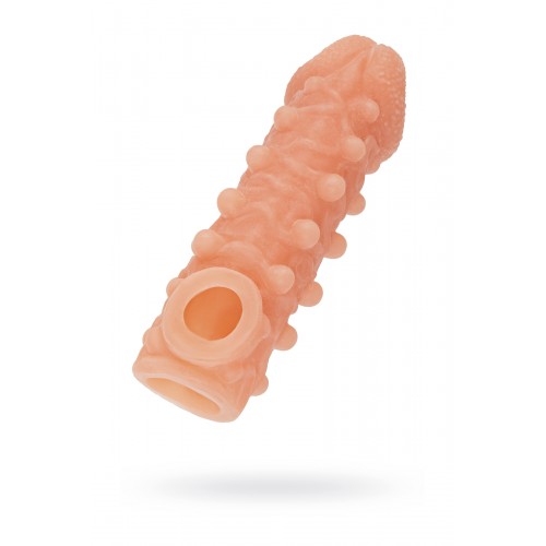 Насадка KOKOS реалистичная с дополнительной стимуляцией, TPE, телесная, 13,8 см