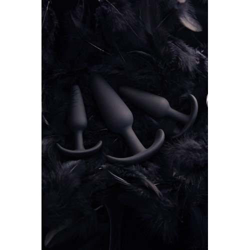 Набор анальных втулок TOYFA POPO Pleasure Eridani, силикон, черный, 3 шт.