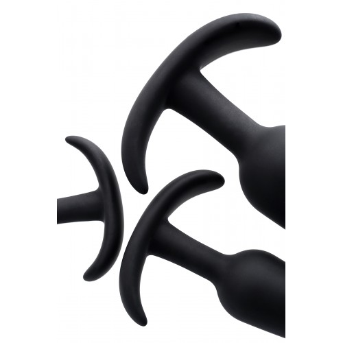 Набор анальных втулок TOYFA POPO Pleasure Eridani, силикон, черный, 3 шт.