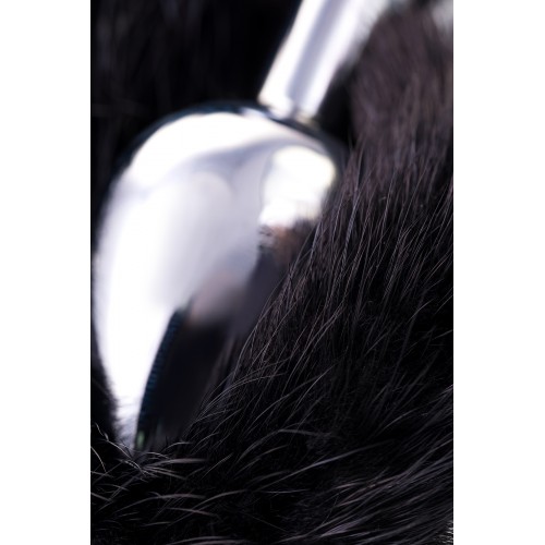 Анальная втулка Metal by TOYFA, металл, серебристая, с черным хвостом, 32 см, Ø 2,9 см, 175 г