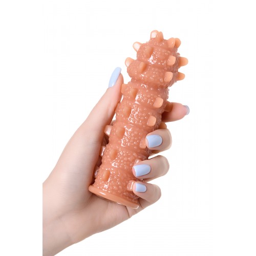 Насадка KOKOS  с дополнительной стимуляцией, реалистичная,TPR, телесный, 12.7 см с большими шипами