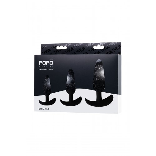 Набор анальных втулок TOYFA POPO Pleasure Eridani, силикон, черный, 3 шт.