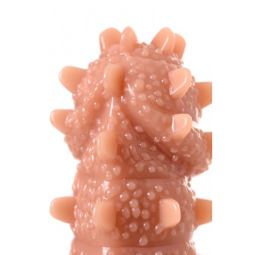 Насадка KOKOS  с дополнительной стимуляцией, реалистичная,TPR, телесный, 12.7 см с большими шипами