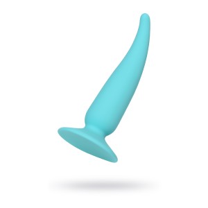 Анальная втулка Штучки-Дрючки, силикон, голубой, 12,5 см (иной угол)