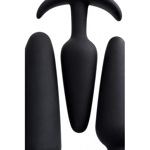 Набор анальных втулок TOYFA POPO Pleasure Eridani, силикон, черный, 3 шт.