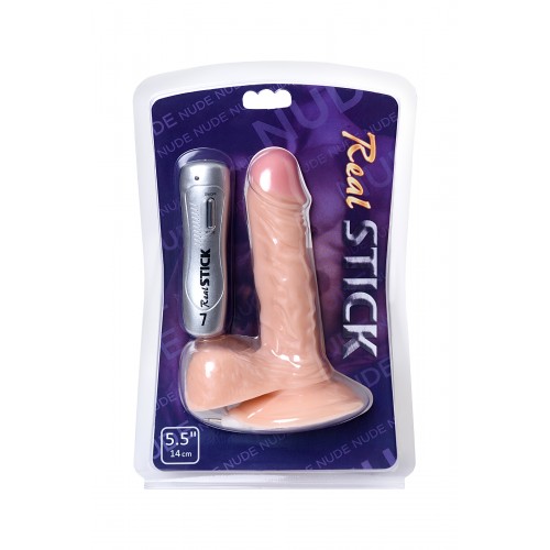 Реалистичный вибратор TOYFA RealStick Nude, PVC, телесный, 12 режимов вибрации, 17 см