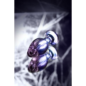 Анальная втулка Sexus Glass, стекло, фиолетовая, 10 см, Ø 4 см (иной угол)