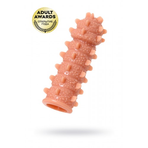 Насадка KOKOS  с дополнительной стимуляцией, реалистичная,TPR, телесный, 12.7 см с большими шипами