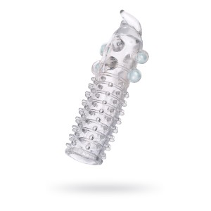 Насадка с шариками TOYFA, TPE, прозрачный, 13 см (иной угол)