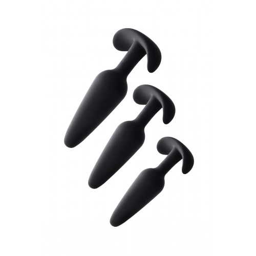 Набор анальных втулок TOYFA POPO Pleasure Eridani, силикон, черный, 3 шт.