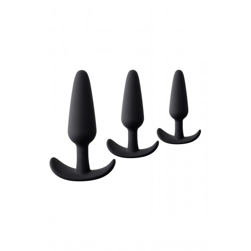 Набор анальных втулок TOYFA POPO Pleasure Eridani, силикон, черный, 3 шт.