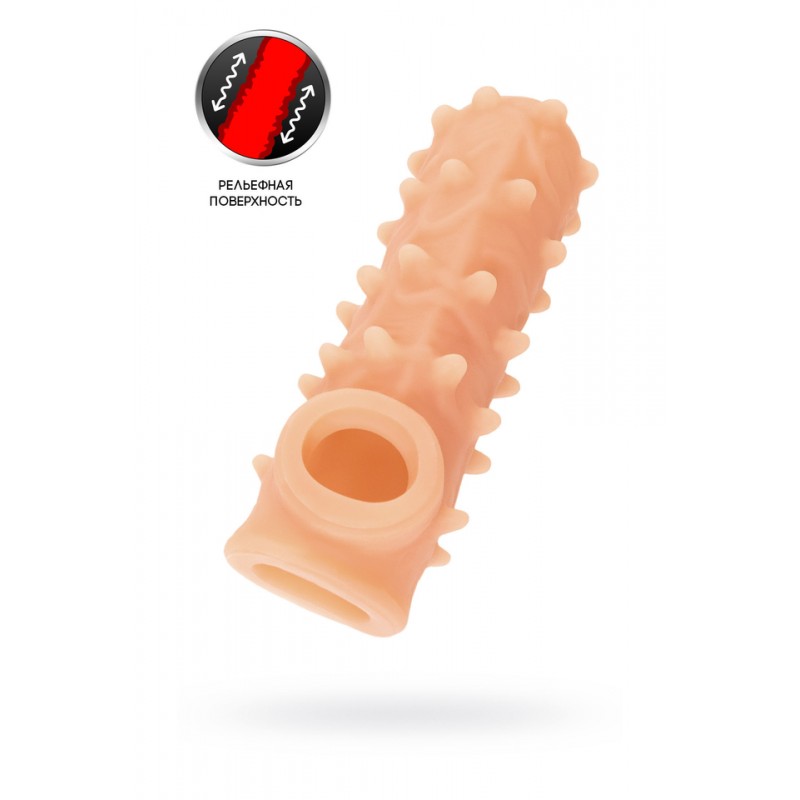 Насадка KOKOS реалистичная с дополнительной стимуляцией, TPE, телесная, 12 см
