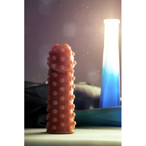 Насадка KOKOS  с дополнительной стимуляцией, реалистичная,TPR, телесный, 14.7 см с шариками на стволе