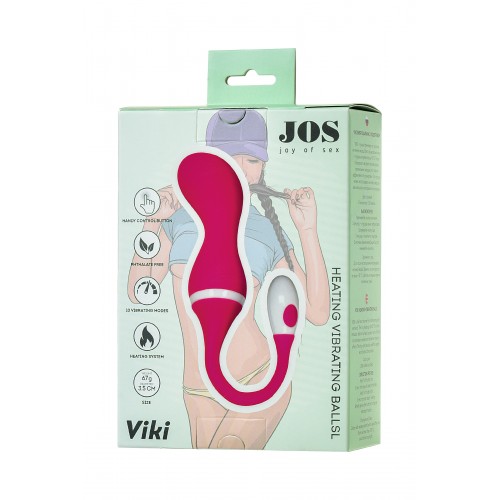 Виброшарики с подогревом JOS VIKI, силикон, розовый, ø3,5 см