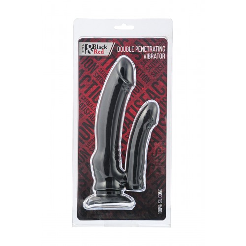 Анально-вагинальный вибратор Black & Red by TOYFA, влагостойкий, силикон, чёрный, 19,5 см