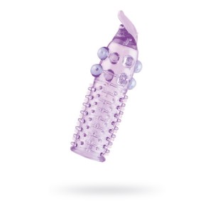 Насадка с шариками TOYFA, TPE, фиолетовый, 13 см (иной угол)