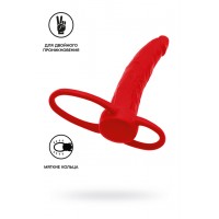 Насадка на пенис для двойного проникновения Black&Red by TOYFA , силикон, красный, 16,5 см