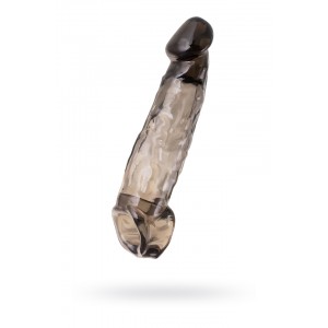Насадка Toyfa XLover, для увеличения размера, TPE, черная прозрачная, 19.5 см