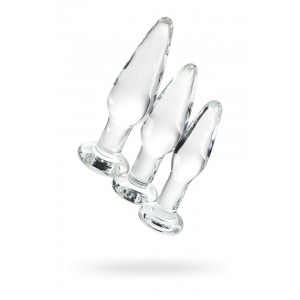 Набор анальных втулок Sexus Glass, стекло, прозрачный, 14/12,5/12 см, Ø 4/3,5/3 см