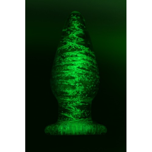 Анальная втулка Sexus Glass светящаяся в темноте, стекло, прозрачная, 9,8 см