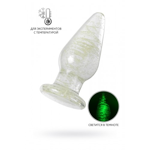 Анальная втулка Sexus Glass светящаяся в темноте, стекло, прозрачная, 9,8 см