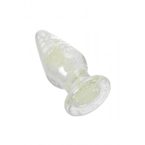 Анальная втулка Sexus Glass светящаяся в темноте, стекло, прозрачная, 9,8 см