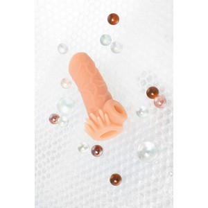 Насадка KOKOS реалистичная с дополнительной стимуляцией, TPE, телесная, 14 см (иной угол)