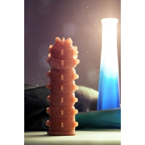 Насадка KOKOS  с дополнительной стимуляцией, реалистичная,TPR, телесный, 14.7 см с отростками (иной угол)