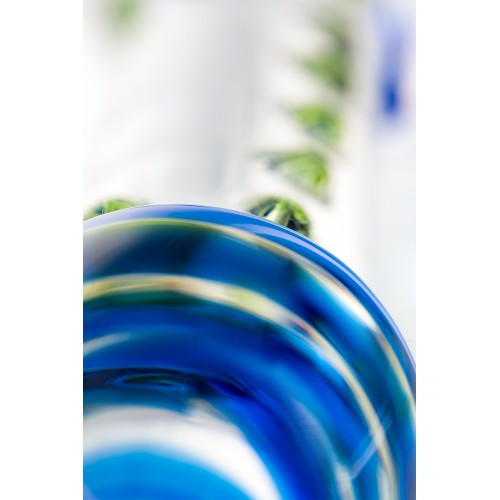 Нереалистичный фаллоимитатор Sexus Glass, стекло, прозрачный, 18 см с синей головкой
