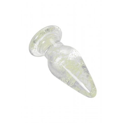 Анальная втулка Sexus Glass светящаяся в темноте, стекло, прозрачная, 9,8 см