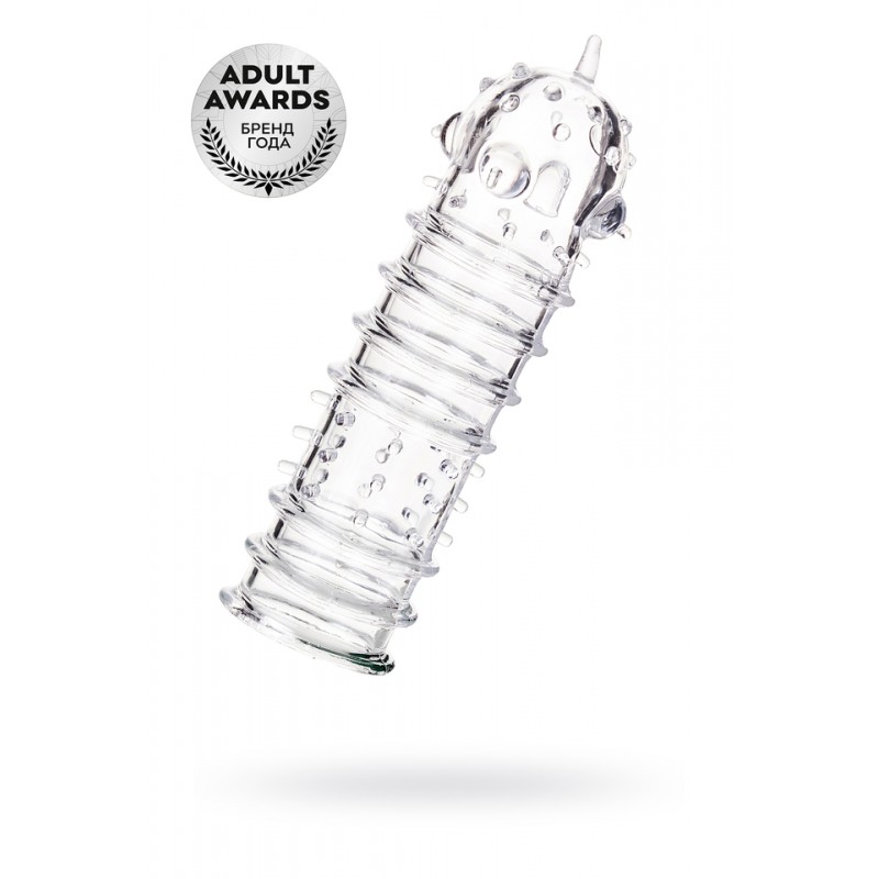 Насадка на пенис TOYFA A-Toys  , TPR, Прозрачный, 15,3 см (рельефная)