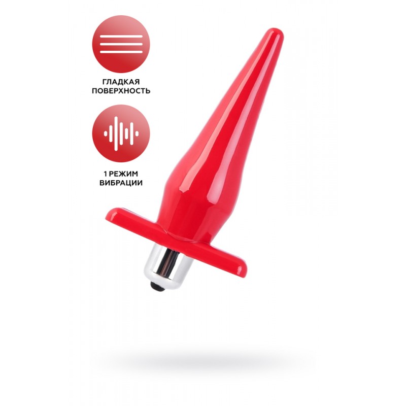 Анальная втулка Black & Red by TOYFA с вибрацией, влагостойкая, TPE, красная, 12,7 см, Ø 3 см