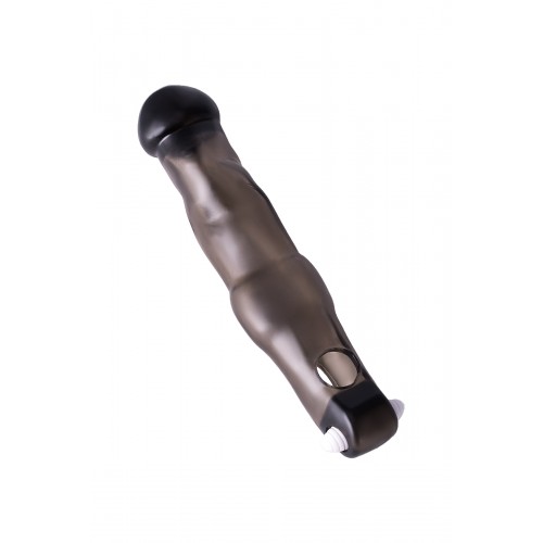 Насадка ToyFa XLover, для увеличения размера с вибрацией,TPE, черная прозрачная, 19,4 см