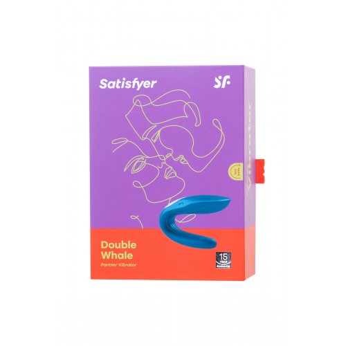 Многофункциональный стимулятор для пар Satisfyer Partner Whale, силикон, голубой, 17 см.