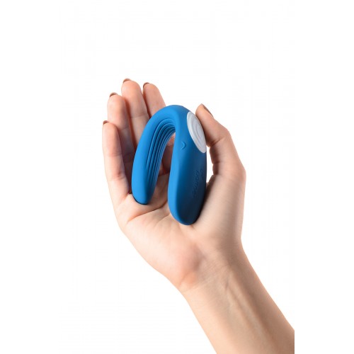 Многофункциональный стимулятор для пар Satisfyer Partner Whale, силикон, голубой, 17 см.